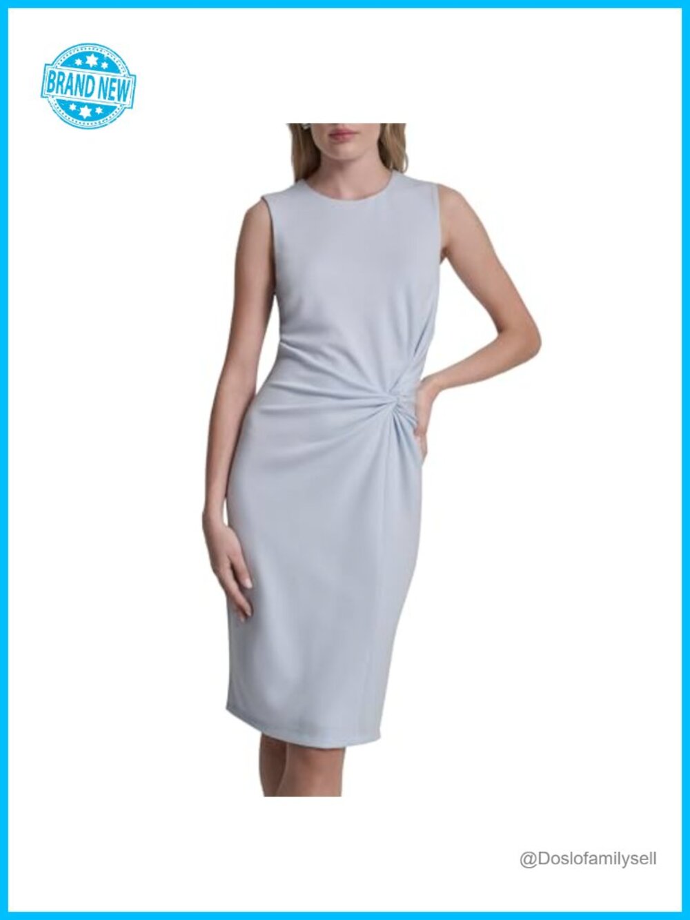 Sleeveless Jewel Neck Scuba Sheath Dress Above Knee Business Casual